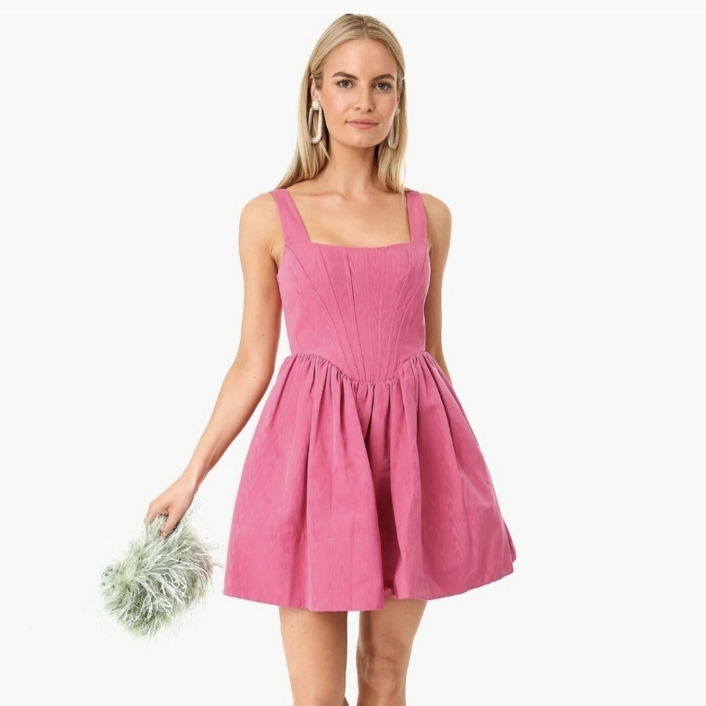 NWT Staud Landscape dress in lollipop pink
